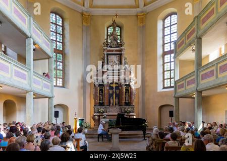 31. Elbhangfest, Loschwitzer Kirche, Peter Roesel Klavierkonzert, 31. Elbhangfest, Dresden, Sachsen, Deutschland Stockfoto