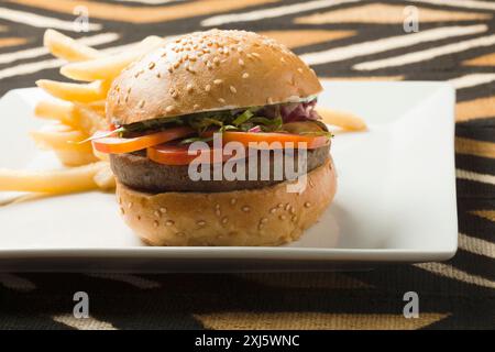 Hamburger und Pommes frites Stockfoto