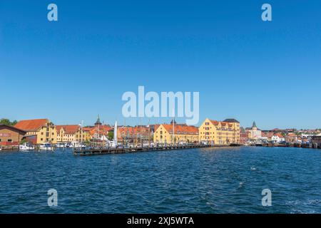 Maritimes Svendborg, Stadtbild, Yachthafen, altes Lagerhaus, großer Gürtel, Ostsee, Fünen, Fünen, Dänemark Stockfoto