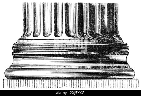 Basis einer attischen Säule aus dem Erechtheion in Athen, Griechen in der Antike, historische Illustration um 1890 Stockfoto