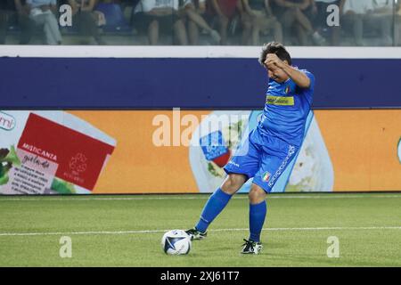 Roma, Italien. Juli 2024. Giuseppe Conte alla Partita del Cuore allo Stadio Gran Sasso d'Italia L'Aquila, Italia &#x2014; Marted&#xec; 16 luglio 2024 - Cronaca - (Foto di Cecilia Fabiano/LaPresse) Giuseppe Conte at Heart Match im Gran Sasso of Italy Stadium L'Aquila, Italien - Dienstag, 16. Juli 2024 - News - (Foto: Cecilia Fabiano/LaPresse) Credit: LaPresse/Alamy Live News Stockfoto