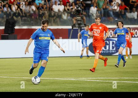 Roma, Italien. Juli 2024. Giuseppe Conte alla Partita del Cuore allo Stadio Gran Sasso d'Italia L'Aquila, Italia &#x2014; Marted&#xec; 16 luglio 2024 - Cronaca - (Foto di Cecilia Fabiano/LaPresse) Giuseppe Conte at Heart Match im Gran Sasso of Italy Stadium L'Aquila, Italien - Dienstag, 16. Juli 2024 - News - (Foto: Cecilia Fabiano/LaPresse) Credit: LaPresse/Alamy Live News Stockfoto