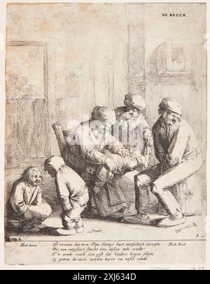 Ätzung, die den Geruchssinn veranschaulicht, geschaffen von Jan beide nach Andries beide im 17. Jahrhundert. Stockfoto