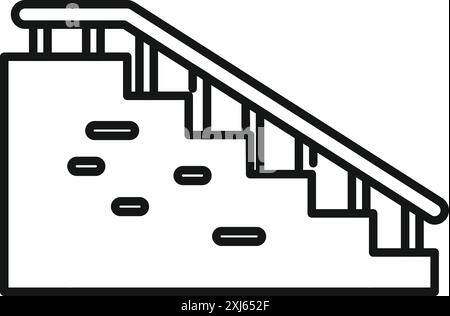 Linienzeichnung einer Betontreppe, die nach oben führt, mit einem Geländer für Sicherheit und Halt Stock Vektor