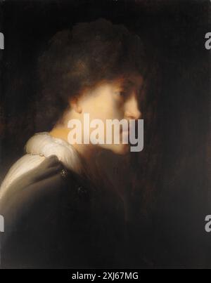 Barockes Selbstporträt von Jan Lievens (1607–1674), das Gesicht, Ausdruck, Kleidung und Stil des Künstlers zeigt und das niederländische Porträt und die Identitätsdarstellung des 17. Jahrhunderts widerspiegelt. Stockfoto