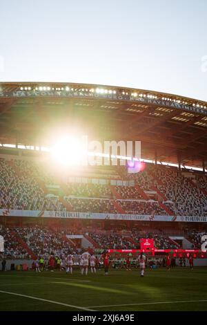 Leiria, Portugal. Juli 2024. Leiria, Portugal, 16. Juli 2024: Stadion während des internationalen Spiels der Frauen in der EM-Qualifikation zwischen Portugal und Malta im Estadio Dr. Magalhaes Pessoa in Leiria, Portugal. (Pedro Porru/SPP) Credit: SPP Sport Press Photo. /Alamy Live News Stockfoto