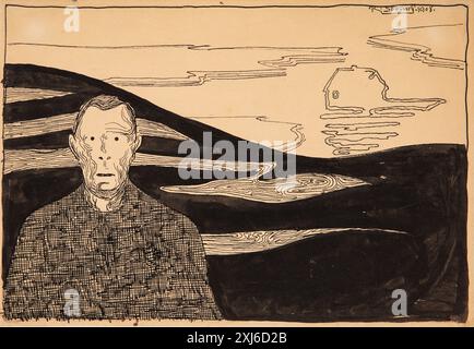 Abendlandschaft Sturm Petersen, Robert 1882 - 1949 Zeichnung Aftenlandskab Stockfoto