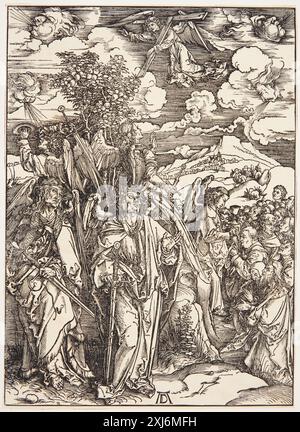 Four Angels Staying the Winds Dürer, Albrecht 1471 - 1528 Holzschnitt, Print Dürer-Katalog: ein Handbuch über Albrecht Dürers Stiche, Radierungen, Holzschnitte, deren Zustände, Ausgaben und Wasserzeichen, Joseph Meder, Nr. 169, 11088, 1932. The Illustrated Bartsch 10, 16. Jahrhundert deutsche Künstler, Albrecht Dürer: Albrecht Dürer, Walter L. Strauss, 66, C 36179, 1980. Johannes' Åbenbaring - og Dürers, Jan Garff, ABF. S. 11, 54895, 1992. Albrecht Dürer: das druckgraphische Werk, Rainer Schoch, Nr. 117, K2004-216, 2001-2004 Four Angels Staying the Winds Stockfoto