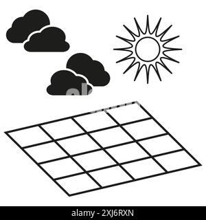 Solar energy icon. Clouds and sun. Solar panel vector. Renewable power concept. Stock Vektor