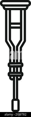 Einfaches Strichsymbol einer Unterarmkrücke, die häufig zur Unterstützung bei der Wiederherstellung von Verletzungen verwendet wird Stock Vektor