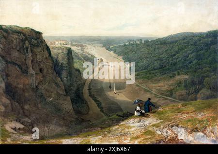 Ein Gemälde der Avon-Schlucht mit Blick auf Clifton Bristol des Künstlers Franics Danby auf Papier Kunstwerk Aquarell Stockfoto