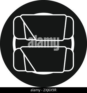 Einfaches Symbol mit zwei Frühlingsrollen, die auf einem Teller serviert werden, perfekt für asiatische Speisen Stock Vektor