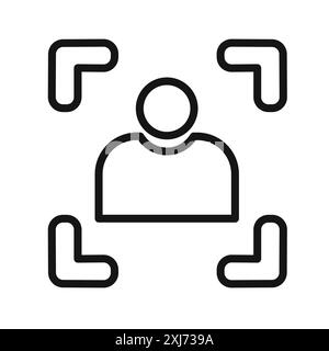 Gesichtserkennung Symbol Vektorlinie Logo-Marke oder Symbolsatz Konturstil der Kollektion Stock Vektor