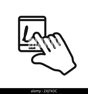 Fingerbestätigung Signatur Symbol Vektorlinie Logo-Marke oder Symbol Set Kollektion Outline Style Stock Vektor