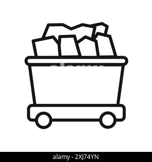Mining Cart Symbol Vektorlinie Logomarke oder Symbolsatz Sammlung Umrissstil Stock Vektor