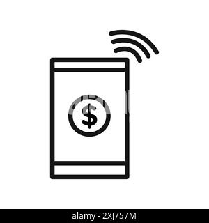 NFC Wireless Payment Symbol Vektorlinie Logomarke oder Symbolsatz Kollektion Umrissstil Stock Vektor