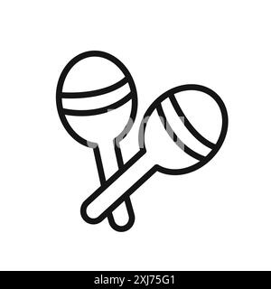 Maracas Symbol Vektorlinie Logo-Zeichen oder Symbolsatz Kollektion Umrissstil Stock Vektor