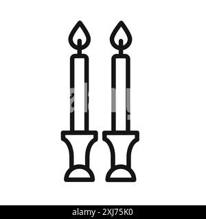 Shabbat Kerzen Icon Vektorlinie Logomarke oder Symbol Set Kollektion Umrissstil Stock Vektor