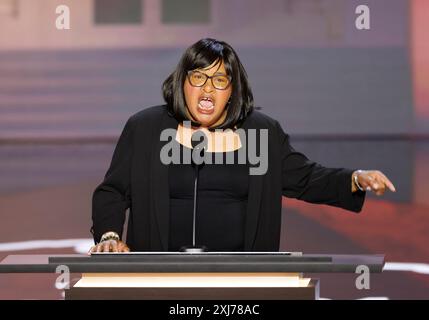 Milwaukee, Usa. Juli 2024. Madeline Brame spricht auf der Republican National Convention 2024 am Fiserv Forum in Milwaukee, Wisconsin am Dienstag, den 16. Juli 2024. Foto: Tannen Maury/UPI Credit: UPI/Alamy Live News Stockfoto