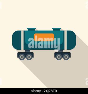 Großer Tankwagen für den Transport von Öl, Gas oder anderen gefährlichen Erdölprodukten Stock Vektor