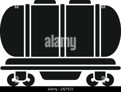 Schwarzes Silhouettensymbol eines Zugpanzerwagens, der Öl, Gas oder andere Erdölprodukte transportiert Stock Vektor