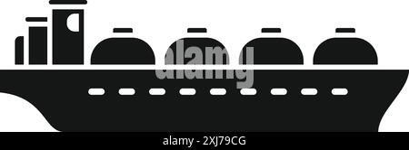 Schwarze Silhouette eines lng-Tankschiffes, das auf dem Meer segelt und Flüssigerdgas transportiert Stock Vektor