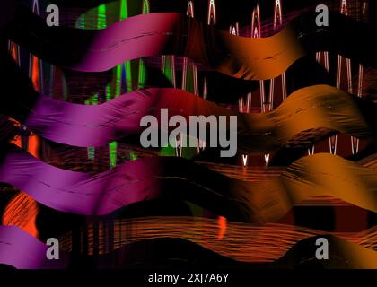 Digitale Effekte. Stoffmuster. Buntes Muster. Stoffdrucke, Muster, Textildrucke, Bekleidungsmuster, bunte Linien, Textildruck, Textil Stockfoto