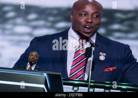 Milwaukee, Usa. Juli 2024. Wesley Hunt (Republikaner von Texas) spricht auf dem Republican National Convention in Milwaukee, WI, USA, am Montag, den 15. Juli 2024. Foto: Annabelle Gordon/CNP/ABACAPRESS. COM Credit: Abaca Press/Alamy Live News Stockfoto