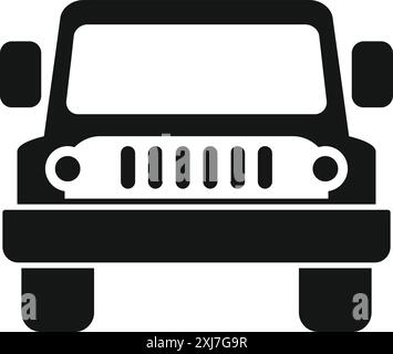Schwarze Geländewagen-Vorderansicht, auffällig, einfacher Stil Stock Vektor