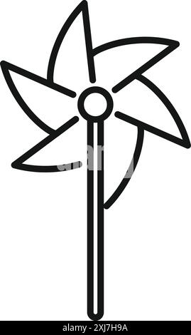 Drehrad-Spielzeug dreht sich auf dem Stab-Symbol. Umreißen Sie das auf dem Stabsymbol drehende Dreh-Rad-Spielzeug für Webdesign auf weißem Hintergrund Stock Vektor