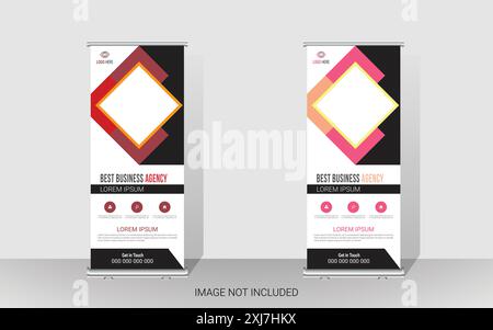Business Agency Roll-Up Design. Poster zum Produktverkauf. Bannervorlage. Unternehmenspräsentation und Broschüre. Stock Vektor