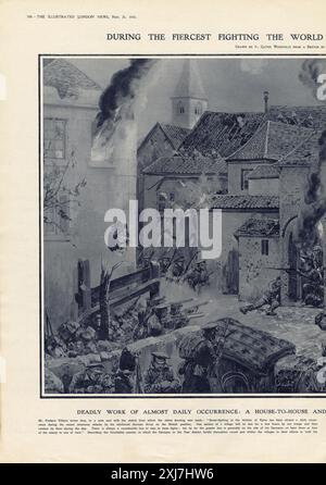 WÄHREND DER HEFTIGSTEN KÄMPFE, DIE DIE WELT IN DER STADT YPERN ERLEBT HAT. THE ILLUSTRATED LONDON NEWS 21. NOVEMBER 1914 Stockfoto