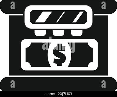 Einfacher geldautomat mit Dollarwechsel wird akzeptiert Stock Vektor