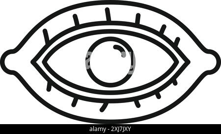 Einfache Strichkunst-Ikone, die ein Auge zeigt, das durch ein Schlüsselloch schaut und Konzepte der Wachsamkeit, Beobachtung und des Strebens nach Wissen symbolisiert Stock Vektor