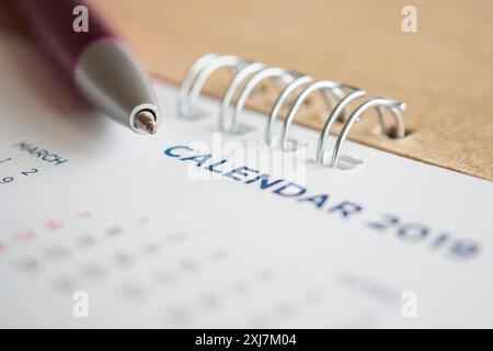 Neujahrskalender Seite 2019 Stockfoto