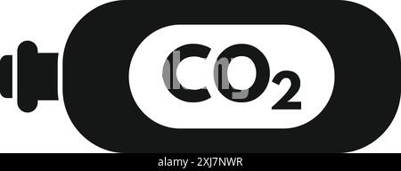 Schwarz-weißes Symbol einer co2-Gasflasche, die Kohlendioxidemissionen darstellt Stock Vektor