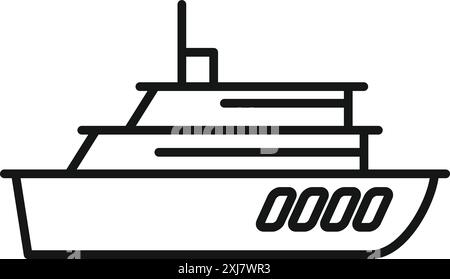 Minimalistische Linienzeichnung einer Yacht, die auf dem Wasser segelt Stock Vektor