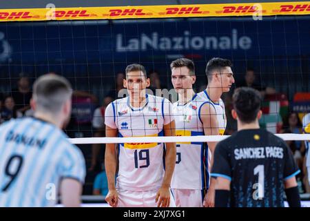 Roberto Russo (Italien) und Yuri Romano (Italien) während des Testspiels - Italien gegen Argentinien, Volleyball-Testspiel in Florenz, Italien, 16. Juli 2024 Stockfoto