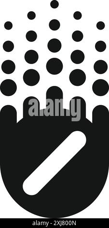 Schwarz-weiß-Symbol eines Duschkopfes, der Wassertropfen sprüht und Hygiene und Entspannung repräsentiert Stock Vektor