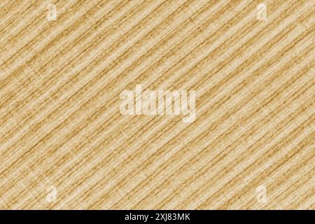 Ridge Textur Hintergrund aus Velours Cordgelb Tuch. Großer gerippter, diagonaler, grober gewebter Samtstoff, gestreifter Stoff mit Polsterstruktur, Möbel Stockfoto