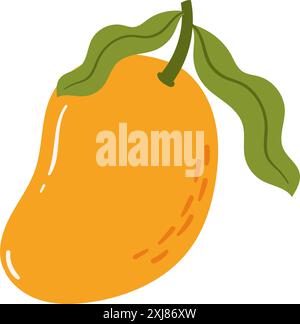 Frucht Mango in Cartoon handgezeichnet einfache Stil. Bearbeitbare Variablenfarbe Stock Vektor