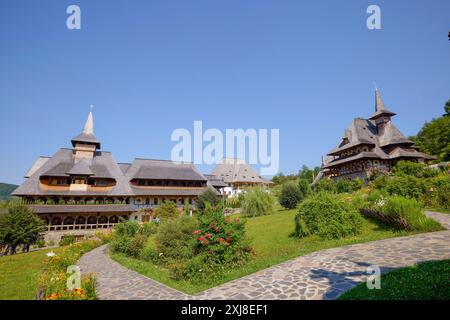 Maramures Rumänien 12. Juli 2024. Bilder Barsana Kloster in Rumänien, Besuch an einem Sommertag. Stockfoto