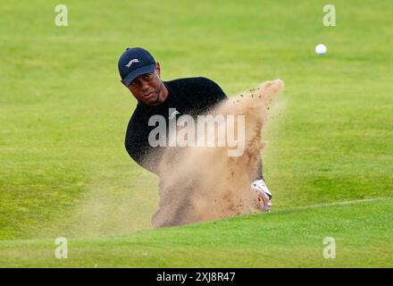 Die Tiger Woods der USA am 16. Während eines Trainingstages vor den Open in Royal Troon, South Ayrshire, Schottland. Bilddatum: Mittwoch, 17. Juli 2024. Stockfoto