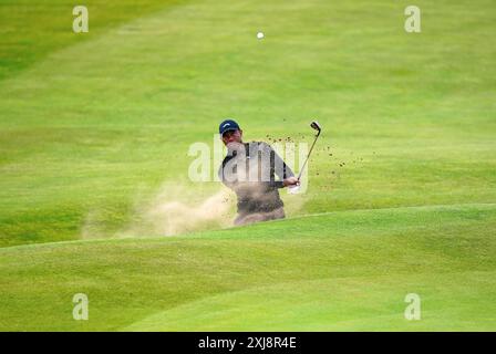 Die Tiger Woods der USA am 16. Während eines Trainingstages vor den Open in Royal Troon, South Ayrshire, Schottland. Bilddatum: Mittwoch, 17. Juli 2024. Stockfoto