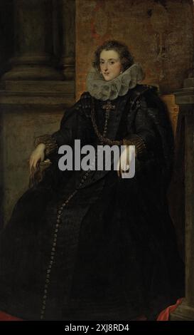 Studio von Sir Anthony van Dyck - Porträt von Doña Polissena Spinola, Marchesa de Leganés (1600-1637), ganzjährig, sitzend, in einem schwarzen Kleid Stockfoto