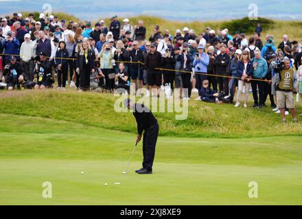 Die Tiger Woods der USA am 15. Während eines Trainingstages vor den Open in Royal Troon, South Ayrshire, Schottland. Bilddatum: Mittwoch, 17. Juli 2024. Stockfoto