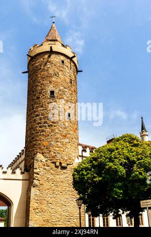 Wendischer Turm und alte Kaserne heute Steuergebäude, Alte Kaserne, Finanzamt, Bautzen, Sachsen, Deutschland. Der Wendische Turm war BUIL Stockfoto