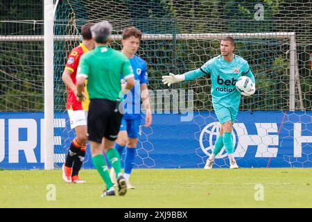 Genk, Belgien. Juli 2024. GENK, H. Essers Talent Park, 17.07.2024, Staffel 2024/2025, Freundschaftsspiel. Während des Spiels KRC Genk - Go Ahead Eagles (Freundlichkeit), GA Eagles Torhüter Jeffrey de lange Credit: Pro Shots/Alamy Live News Stockfoto