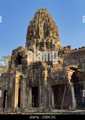 Bayon, der staatliche Tempel des Königs Jayavarman VII. Aus dem späten 12. Jahrhundert, UNESCO-Weltkulturerbe, mitten in Angkor Thom, Kambodscha, Indochi Stockfoto