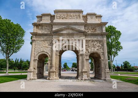 Triumphbogen von Orange, UNESCO-Weltkulturerbe, Orange, Vaucluse, Provence-Alpes-Cote d Azur, Frankreich, Europa Copyright: MichaelxRunkel 1184-1273 Stockfoto